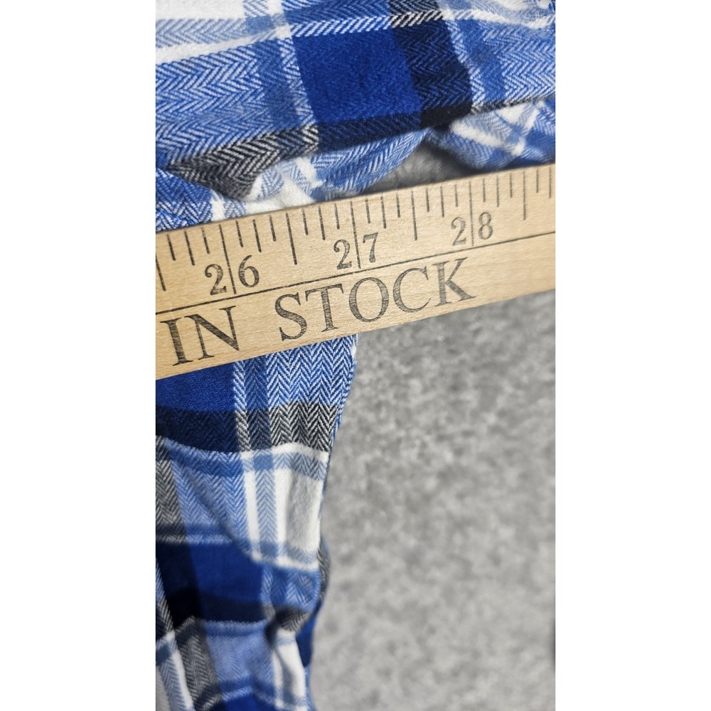 Eddie Bauer Flannel Button Down Shirt Mens Sz 2XL Blue White Plaid Long Sleeve - Picture 6 of 7